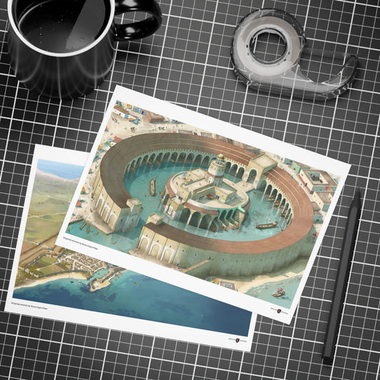 Carthage map and harbour by Rocío Espín Piñar Postcard Bundle (envelopes included) / Invicta® Official