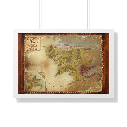 Cartographical depiction of Middle Earth during the Second Age and representing the Island of Numenor