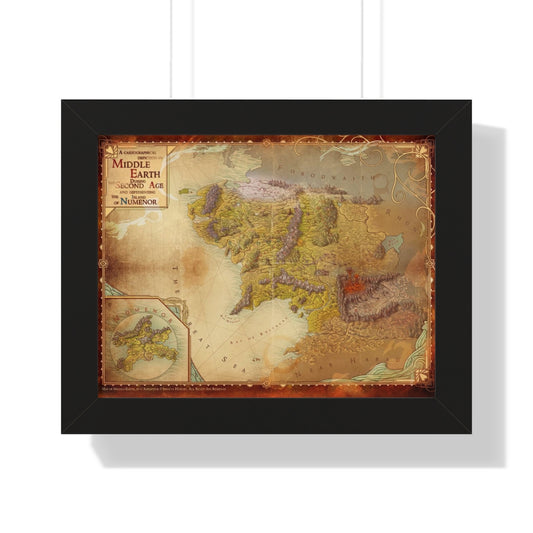 Middle Earth 2nd Age Framed poster / 200gsm premium paper / 14 x 11 inches